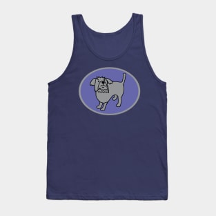 Ultimate Gray Puppy Dog on Very Peri Periwinkle Blue Oval Graphic Tank Top